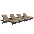 Modway Convene Outdoor Patio Chaise, Espresso and Mocha - Set of 4 EEI-2429-EXP-MOC-SET